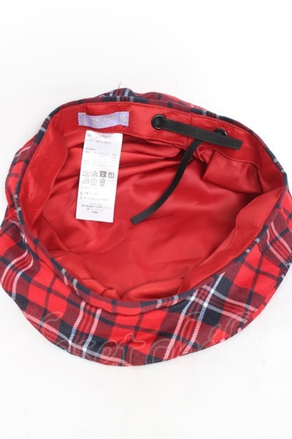 画像5: axes femme kawaii / タータンチェックベレー帽  赤 Y-26-01-31-033-AX-AC-SZ-ZY (5)