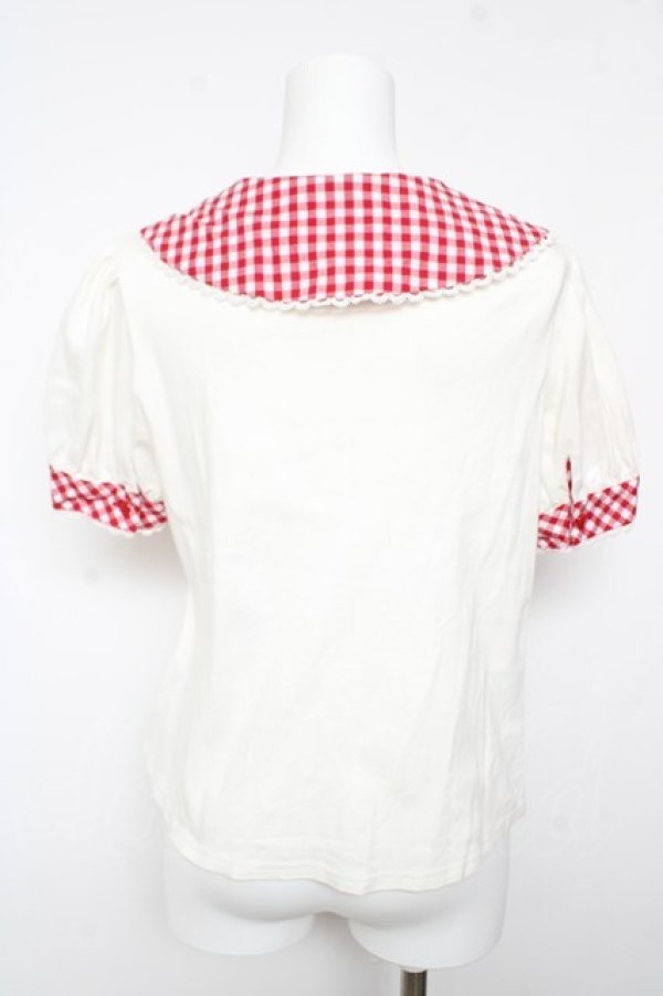 画像2: Angelic Pretty / ギンガムカラーカットソー  オフ×赤 Y-26-02-01-038-AP-TO-SZ-ZY (2)