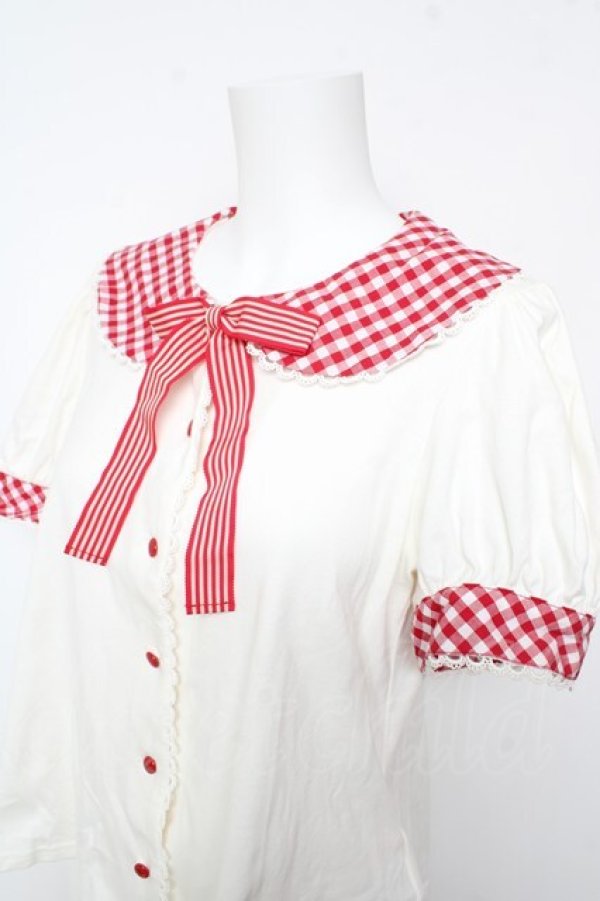 画像3: Angelic Pretty / ギンガムカラーカットソー  オフ×赤 Y-26-02-01-038-AP-TO-SZ-ZY (3)