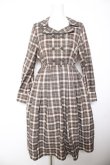 画像1: F＆A / ダブルボタンパイピング開襟チェックワンピース  ブラウン Y-26-02-01-045-LO-SK-SZ-ZY (1)