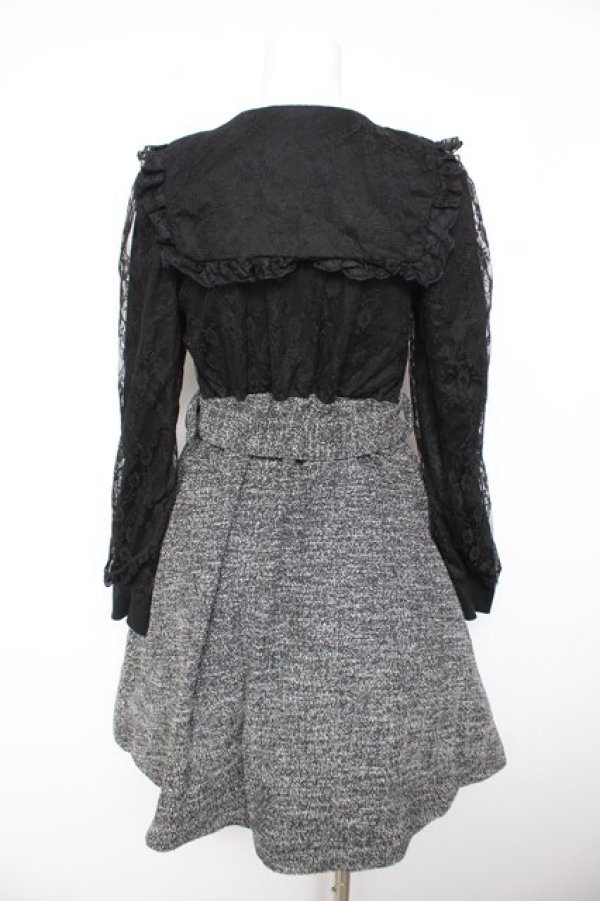 画像2: Jamieエーエヌケー / ツイードドッキングワンピース M 黒 Y-26-02-01-046-LO-OP-SZ-ZY (2)