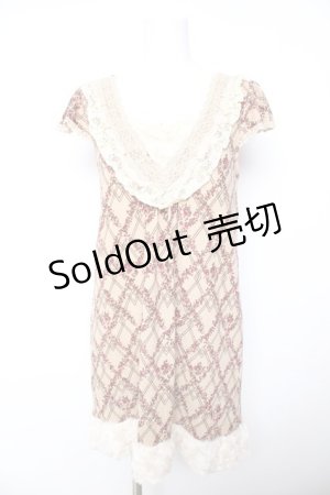 画像: axes femme / ファー付きプリントニットチュニ  茶 Y-26-02-01-051-AX-OP-SZ-ZY