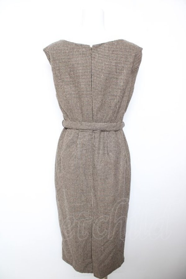 画像4: an another angelus / ケープ付きチェックタイトワンピース  ブラウン Y-26-02-01-059-CA-OP-SZ-ZY (4)