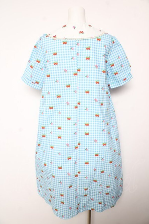 画像2: tntntutu / 昭和美少女とフルーツドールの衿プリントレースワンピース M サックス Y-26-02-01-065-LO-OP-SZ-ZY (2)