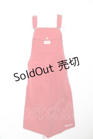 画像: PINK HOUSE / 裾ロゴptオーバーオールジャンパースカート M 赤 Y-26-02-01-066-LO-OP-SZ-ZY