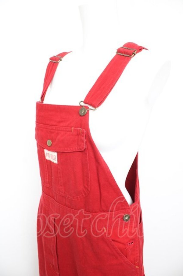 画像3: PINK HOUSE / 裾ロゴptオーバーオールジャンパースカート M 赤 Y-26-02-01-066-LO-OP-SZ-ZY (3)