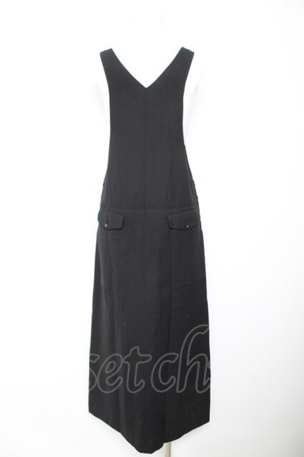 画像2: PINK HOUSE / ロゴ刺繍サロペットスカート  黒 Y-26-02-01-067-LO-OP-SZ-ZY (2)