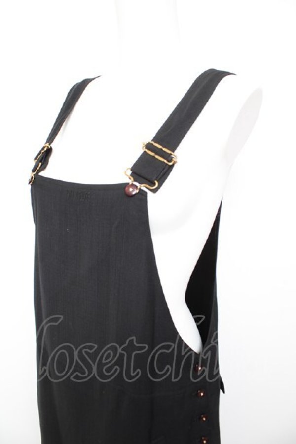 画像3: PINK HOUSE / ロゴ刺繍サロペットスカート  黒 Y-26-02-01-067-LO-OP-SZ-ZY (3)