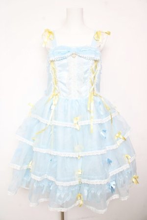 画像: BABY, THE STARS SHINE BRIGHT / Eternal Ribbon Featheryジャンパースカート  サックス Y-26-02-01-069-BA-OP-SZ-ZY