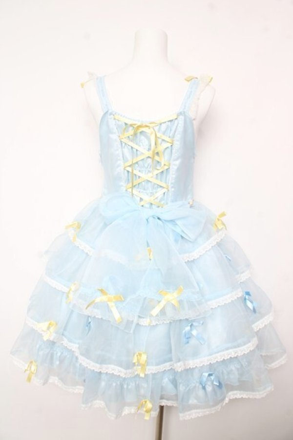 画像2: BABY, THE STARS SHINE BRIGHT / Eternal Ribbon Featheryジャンパースカート  サックス Y-26-02-01-069-BA-OP-SZ-ZY (2)