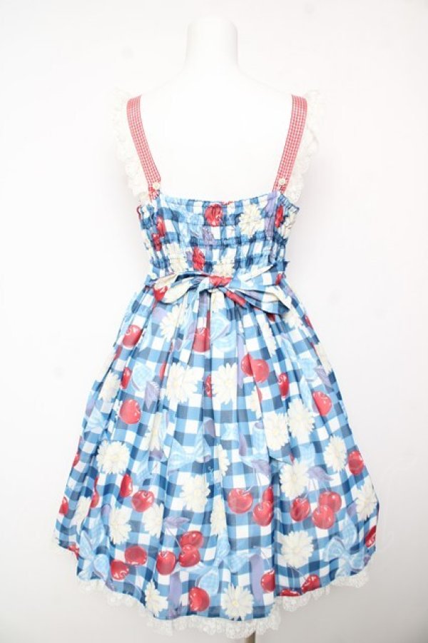画像2: Angelic Pretty / Sweet Cherry Margaretジャンパースカート  青 Y-26-02-01-070-AP-OP-SZ-ZY (2)