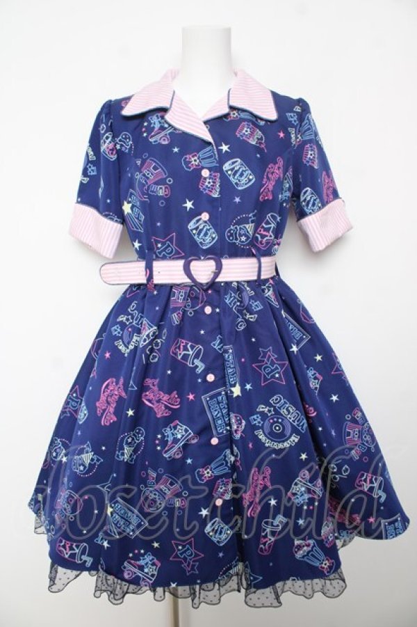 画像1: Angelic Pretty / Neon Star Dinerワンピース  紺 Y-26-02-01-073-AP-OP-SZ-ZY (1)