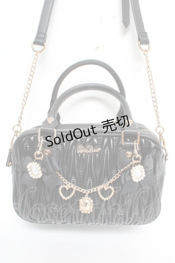 画像1: LIZ LISA / キルティングリボンチャームポシェット  黒 Y-26-02-01-009-LO-BG-SZ-ZY (1)