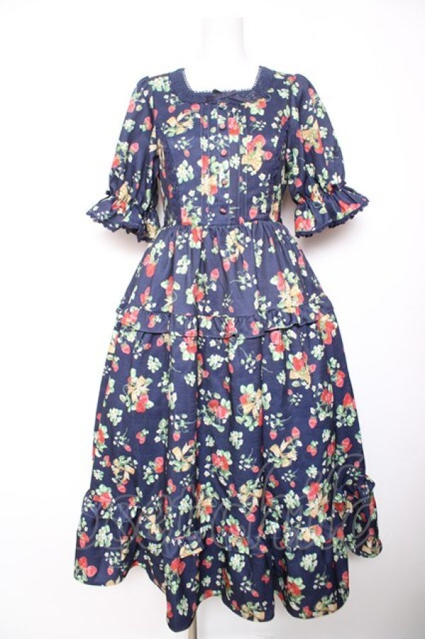 画像1: axes femme kawaii / クラシックベリーワンピース M 紺 Y-26-02-01-082-AX-OP-SZ-ZY (1)