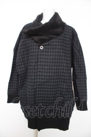 画像: MINT NeKO / バックスリットボア切替コート  紺×黒×緑 Y-26-02-01-088-HN-JA-KB-ZY