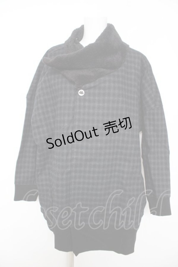 画像1: MINT NeKO / バックスリットボア切替コート  紺×黒×緑 Y-26-02-01-088-HN-JA-KB-ZTC070 (1)