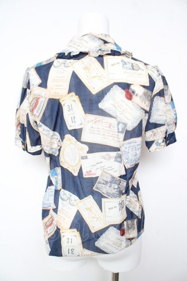 画像2: Jane Marple / Precious Cardsのブラウス M ネイビー Y-26-02-01-011-JM-BL-SZ-ZY (2)