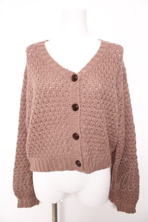 画像: Fi.n.t / ステッチボタンワッフル編みニットカーディガン  茶 Y-26-02-01-012-CA-TO-SZ-ZY