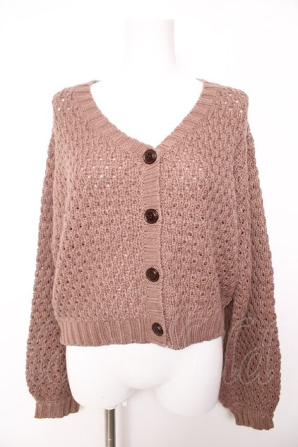 画像1: Fi.n.t / ステッチボタンワッフル編みニットカーディガン  茶 Y-26-02-01-012-CA-TO-SZ-ZY (1)