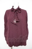 画像1: axes femme / 刺繍入りリボンロングブラウス M パープル Y-26-02-01-016-AX-BL-SZ-ZY (1)