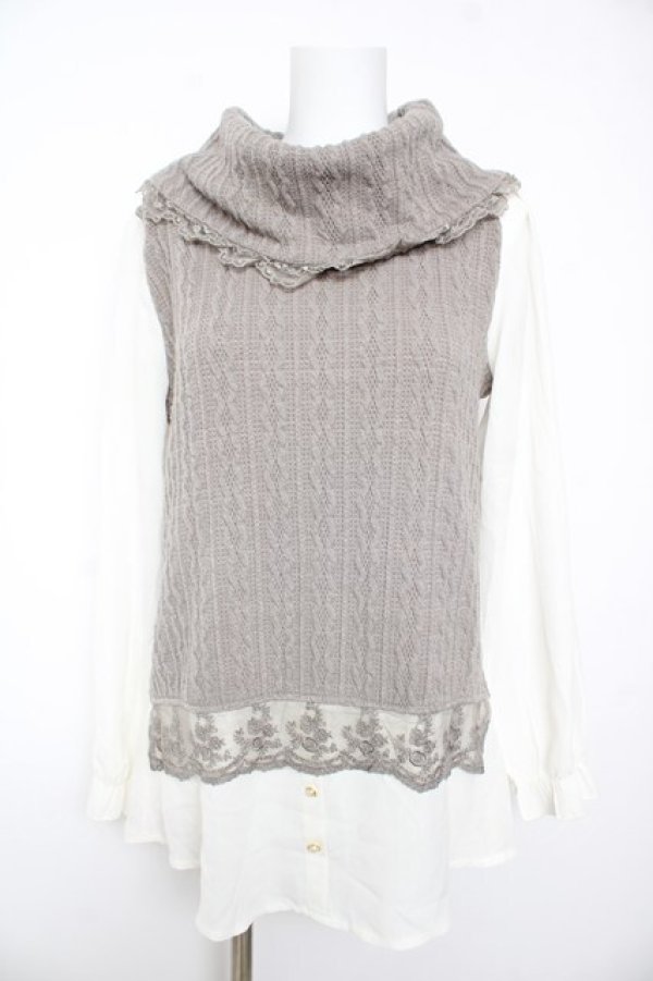 画像1: axes femme / 重ね着風ニット  グレー Y-26-02-01-024-AX-TO-SZ-ZY (1)