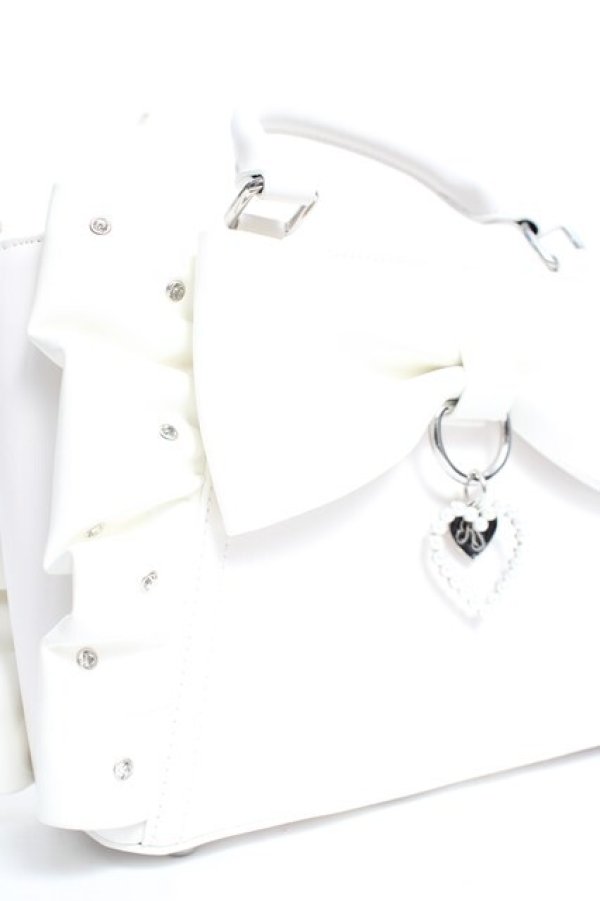 画像5: DearMyLoveRose / ビッグリボンフリルビジューバッグ  アイボリー Y-26-02-04-043-EL-BG-SZ-ZY (5)