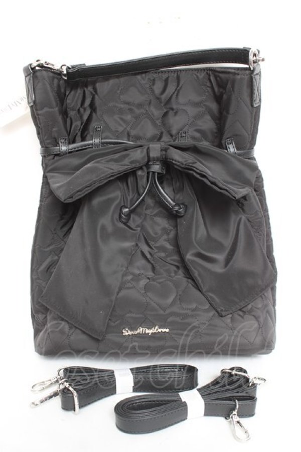 画像1: DearMyLove / ハートキルティング巾着リュック  黒 Y-26-02-04-045-EL-BG-SZ-ZY (1)