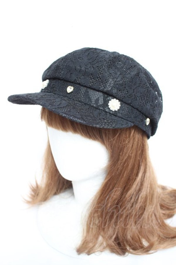 画像1: DearMyLoveRose / アソートビジューレースキャスケット  黒 Y-26-02-04-051-EL-AC-SZ-ZY (1)