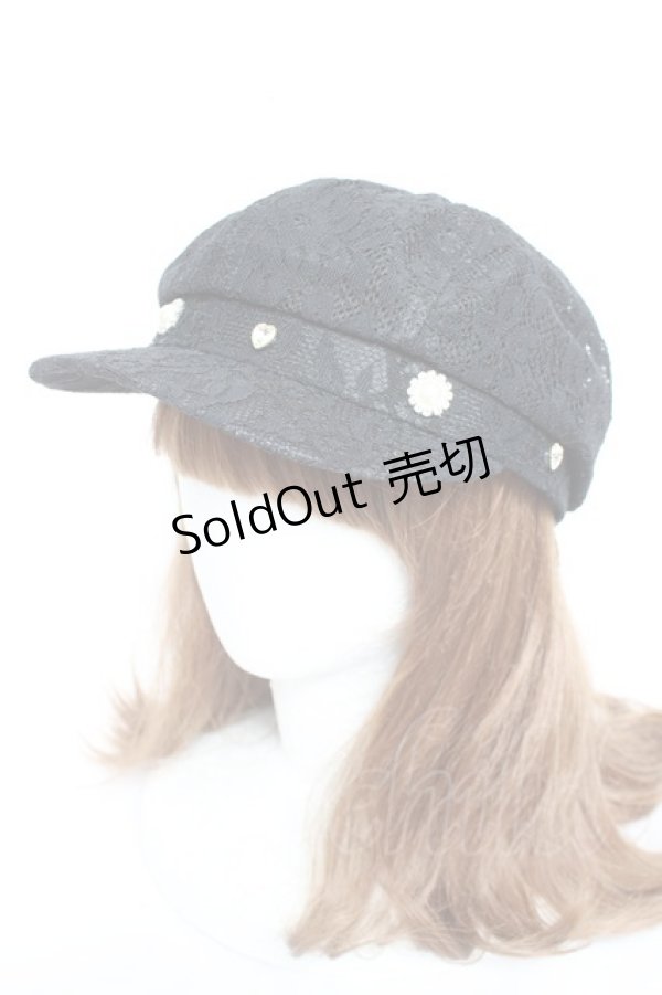 画像1: DearMyLoveRose / アソートビジューレースキャスケット  黒 Y-26-02-04-051-EL-AC-SZ-ZY (1)