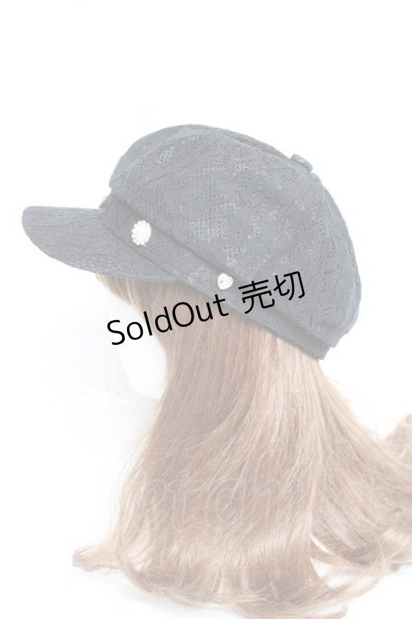 画像2: DearMyLoveRose / アソートビジューレースキャスケット  黒 Y-26-02-04-051-EL-AC-SZ-ZY (2)