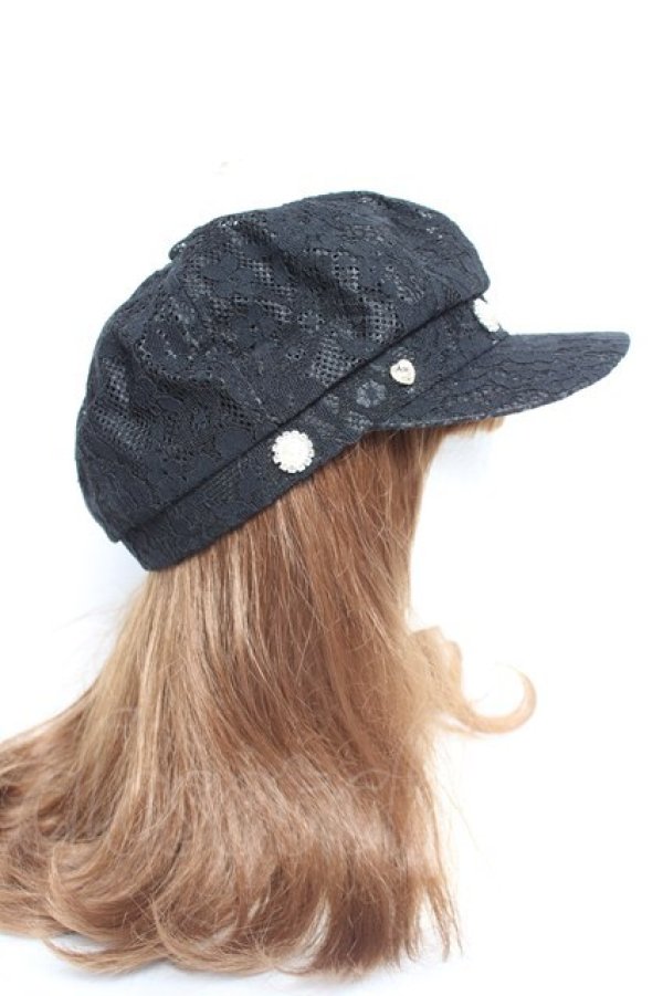 画像4: DearMyLoveRose / アソートビジューレースキャスケット  黒 Y-26-02-04-051-EL-AC-SZ-ZY (4)