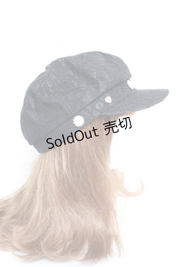 画像4: DearMyLoveRose / アソートビジューレースキャスケット  黒 Y-26-02-04-051-EL-AC-SZ-ZY (4)