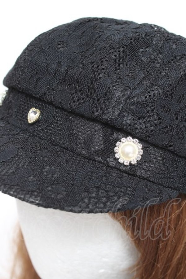 画像5: DearMyLoveRose / アソートビジューレースキャスケット  黒 Y-26-02-04-051-EL-AC-SZ-ZY (5)