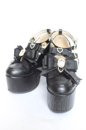 画像: LIZ LISA / ハートビジュープラットフォームローファー M 黒 Y-26-02-04-059-LO-SH-SZ-ZY