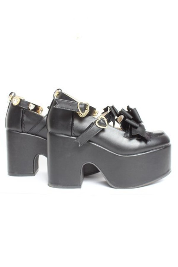 画像4: LIZ LISA / ハートビジュープラットフォームローファー M 黒 Y-26-02-04-059-LO-SH-SZ-ZY (4)