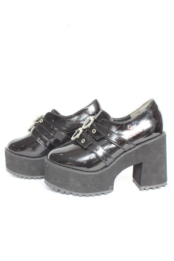 画像2: majoretty / ハートビジュー厚底サンダル  黒 Y-26-02-04-060-LO-SH-SZ-ZY (2)