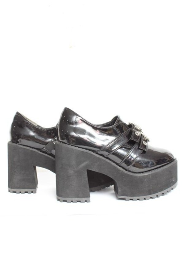 画像4: majoretty / ハートビジュー厚底サンダル  黒 Y-26-02-04-060-LO-SH-SZ-ZY (4)