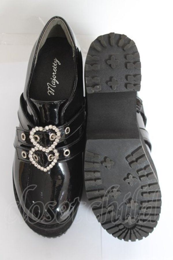 画像5: majoretty / ハートビジュー厚底サンダル  黒 Y-26-02-04-060-LO-SH-SZ-ZY (5)