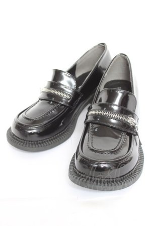 画像: DearMyLove / シルバージップローファー 22.5cm 黒 Y-26-02-04-061-EL-SH-SZ-ZY