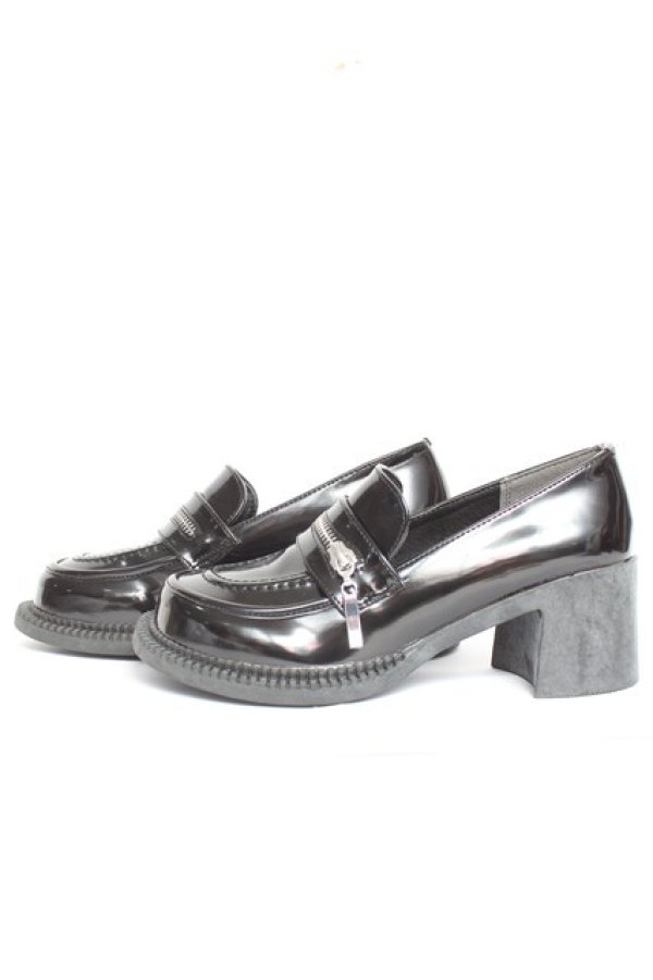 画像2: DearMyLove / シルバージップローファー 22.5cm 黒 Y-26-02-04-061-EL-SH-SZ-ZY (2)