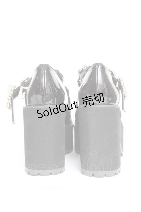 画像3: DearMyLove / キラキラビジューリボン厚底ローファー 22.5cm 黒 Y-26-02-04-062-EL-SH-SZ-ZY (3)