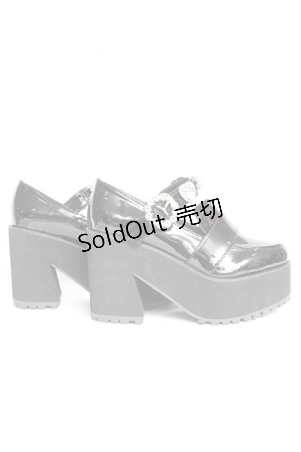 画像4: DearMyLove / キラキラビジューリボン厚底ローファー 22.5cm 黒 Y-26-02-04-062-EL-SH-SZ-ZY (4)