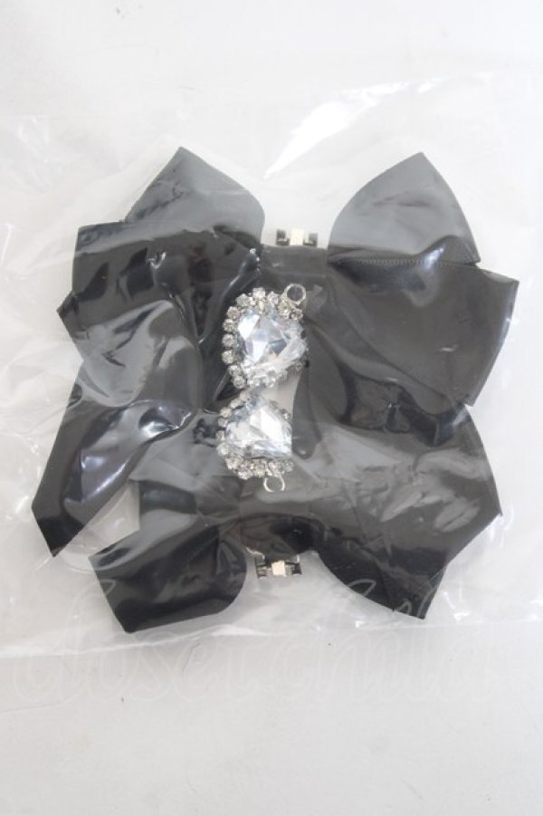 画像6: DearMyLove / キラキラビジューリボン厚底ローファー 22.5cm 黒 Y-26-02-04-062-EL-SH-SZ-ZY (6)