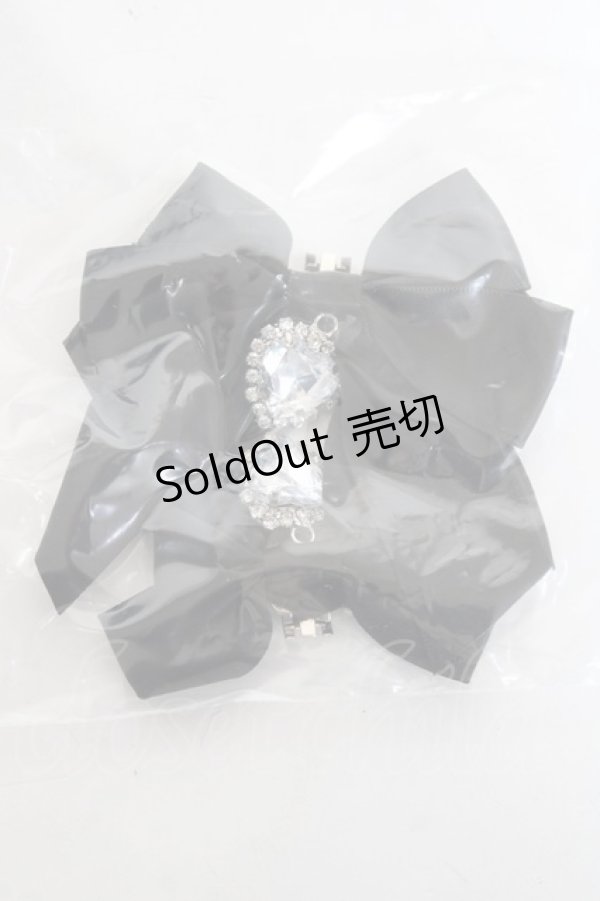 画像6: DearMyLove / キラキラビジューリボン厚底ローファー 22.5cm 黒 Y-26-02-04-062-EL-SH-SZ-ZY (6)