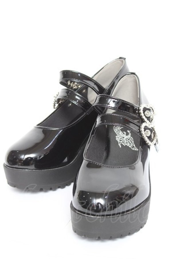 画像1: LOVEHUNTER / ハートリングダブルベルトパンプス S 黒 Y-26-02-04-063-LO-SH-SZ-ZY (1)