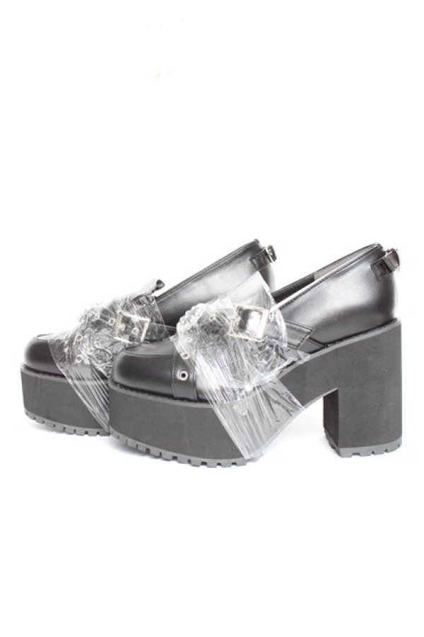 画像2: CHELEAP / クロスベルトリングビジューパンプス M 黒 Y-26-02-04-065-LO-SH-SZ-ZY (2)