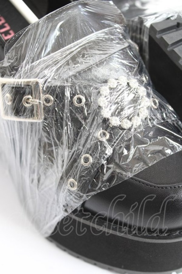 画像6: CHELEAP / クロスベルトリングビジューパンプス M 黒 Y-26-02-04-065-LO-SH-SZ-ZY (6)