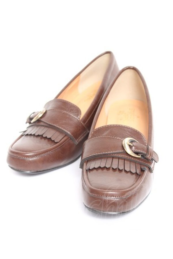 画像1: an another angelus / サイドバックルキルトヒールローファー S ブラウン Y-26-02-04-066-CA-SH-SZ-ZY (1)