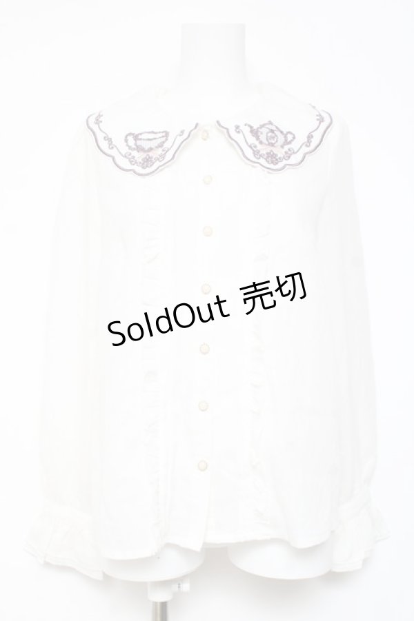 画像1: Amavel / ティーセット刺繍入りジャボ付きブラウス F ラベンダー Y-26-02-04-067-CA-BL-SZ-ZI (1)