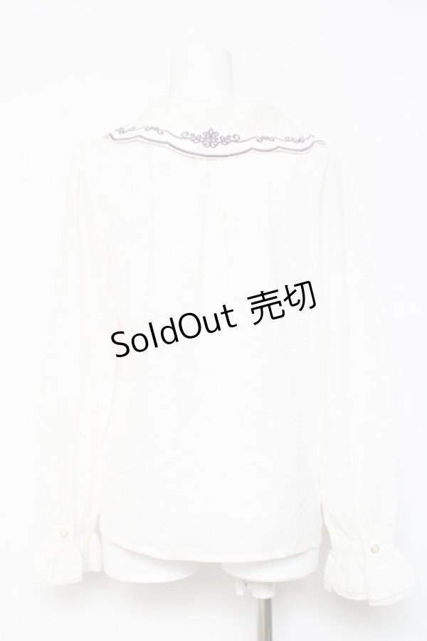 画像2: Amavel / ティーセット刺繍入りジャボ付きブラウス F ラベンダー Y-26-02-04-067-CA-BL-SZ-ZI (2)